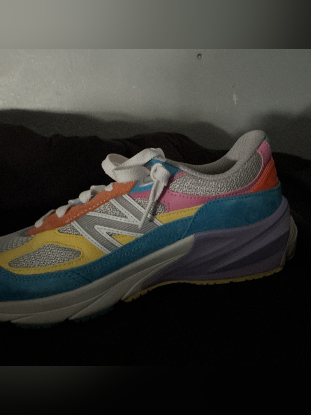 New Balance Women's Teal Yellow Pink Orange Athletic Sneaker